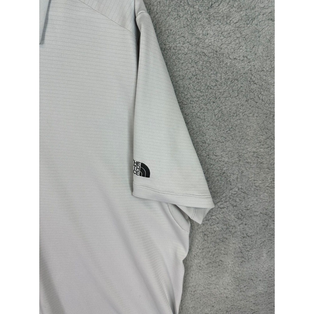 The North Face Polo Shirt Men's Size XL Flash Dry Gray Short Sleeve Golf Striped - Picture 4 of 16